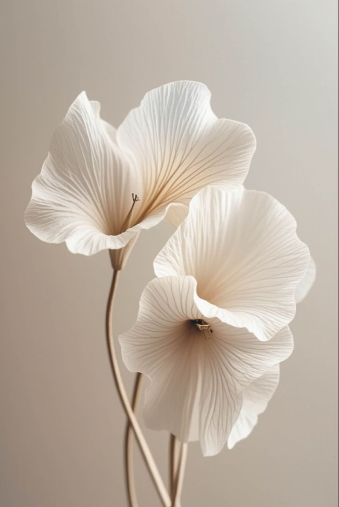Flores blancas decorativas en el apartado sobre mí